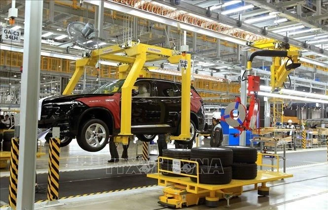 Car production at the VinFast factory, part of the privately-owned Vingroup conglomerate, in Cat Hai, Hai Phong. (Photo: VNA)