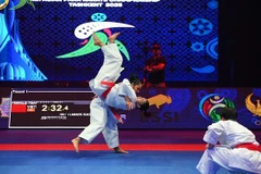 Vietnamese team perform to win gold in the women's kata team event of the Asian Karate Championships in May. The Asian winners will compete in the regional tournament this weekend. (Photo: AFK)