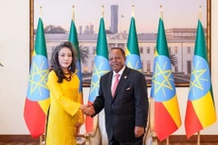 Vietnamese Ambassador to Ethiopia Vu Thanh Huyen (L) and Ethiopian President Taye Atske Selassie (Photo published by VNA)