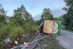 The scene of the accident in northern Malaysia on June 9, 2025. (Photo: Xinhua/VNA) 