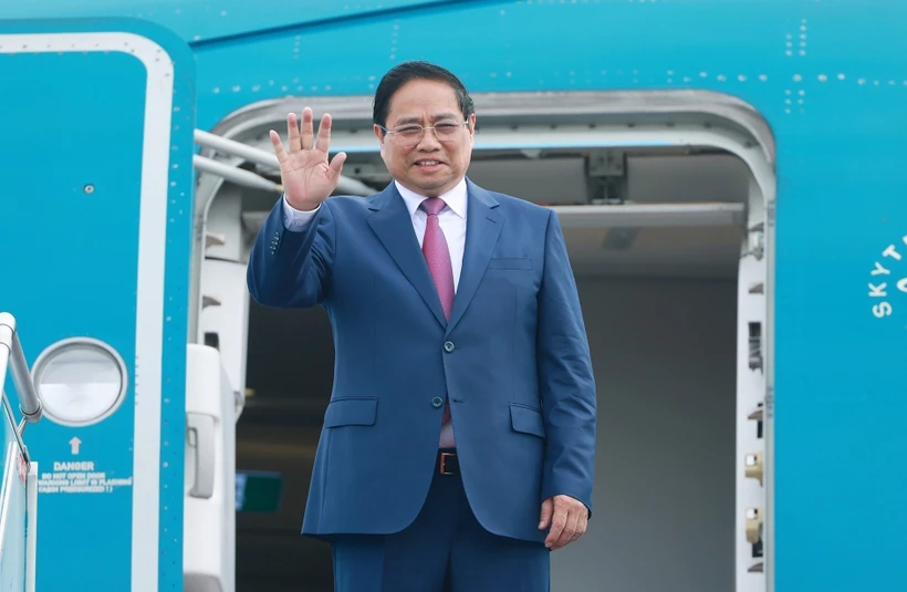 Prime Minister Pham Minh Chinh leaves Hanoi in the early morning of June 24 for the 16th Annual Meeting of the New Champions of the World Economic Forum (WEF) in Tianjin and a working visit to China. (Photo: VNA)