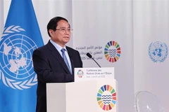 Prime Minister Pham Minh Chinh speaks at the plenary session of the 3rd United Nations Ocean Conference (UNOC 3) in Nice, France, on June 9. (Photo: VNA)