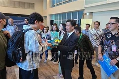 Tourists land in Indonesia following the flight (Photo: VNA)