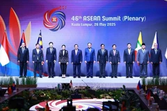 PM Pham Minh Chinh (5th from left) and heads of delegation at the opening of the 46th ASEAN Summit. (Photo: VNA)