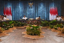 Indonesian President Joko Widodo chairs his first cabinet meeting in the planned new capital, Nusantara, on August 12. (Photo: Antara)