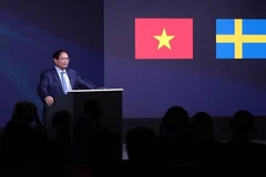 Prime Minister Pham Minh Chinh speaks at the Vietnam-Sweden Business Forum in Stockholm on June 12 (local time). (Photo: VNA)