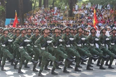 Forces participate in the full dress rehearsal. (Photo: VNA)